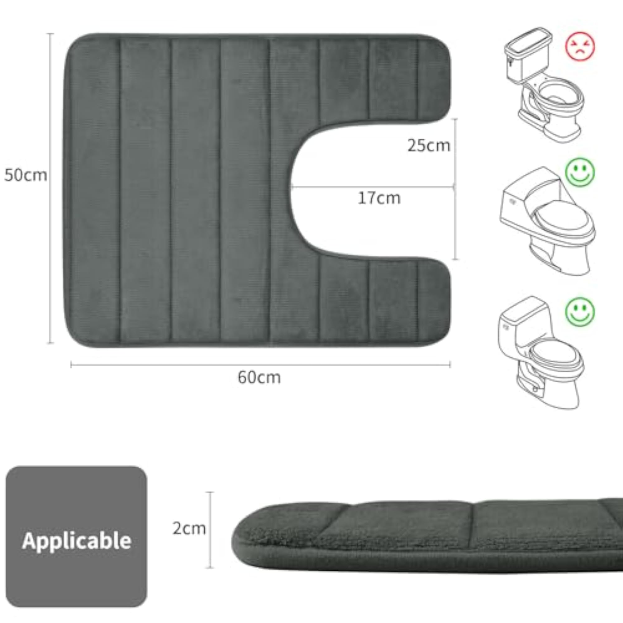 Absorbent WC Toilet Rug Non-Slip Mat